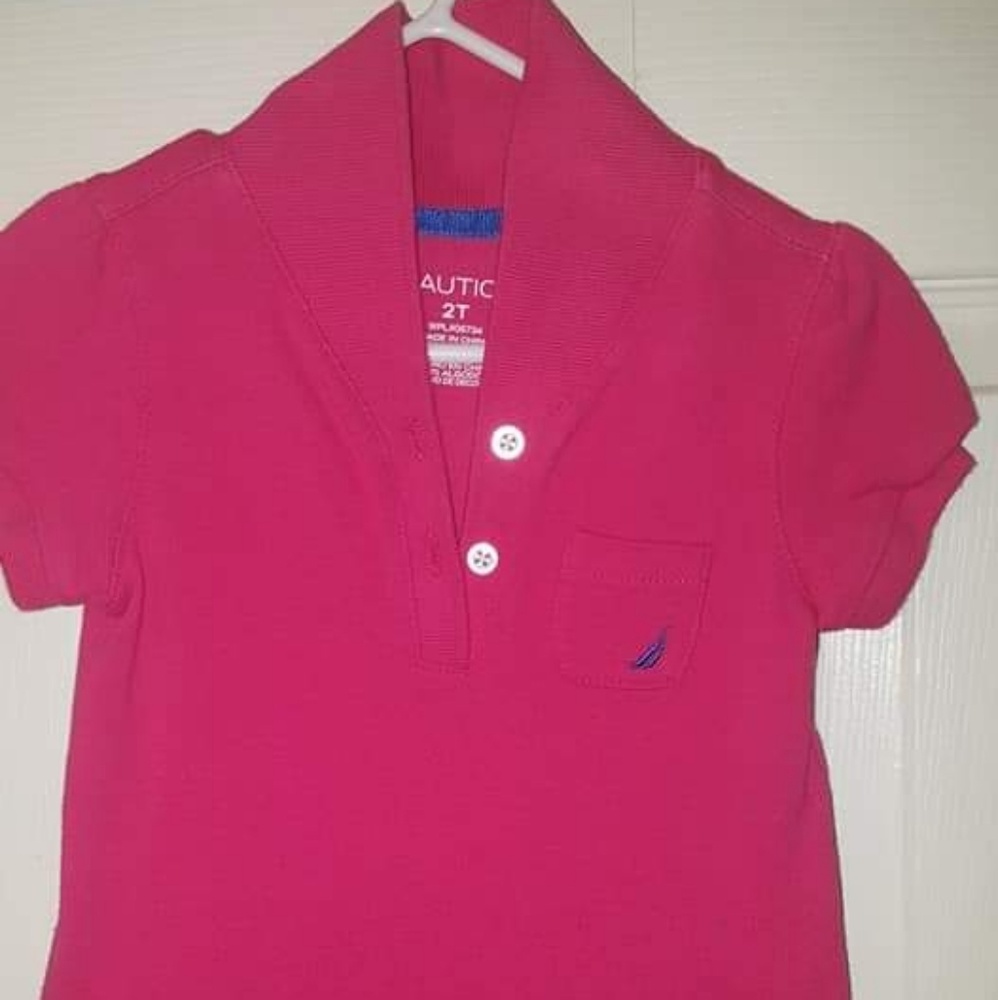 Nautica Hot Pink dress with navy/white bow